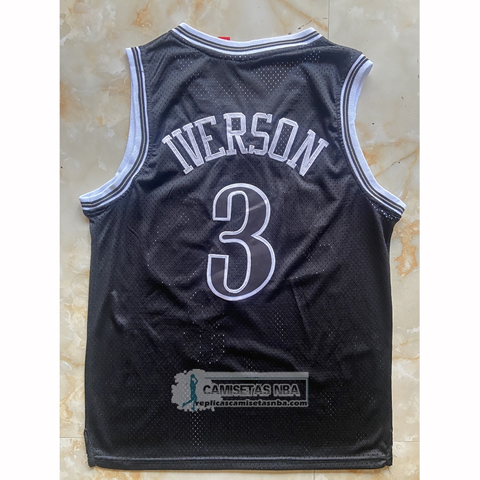 Camiseta Philadelphia 76ers Allen Iverson NO 3 Mitchell & Ness 1997-98 Negro2